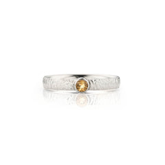 Warme Gele Citrien in Zilveren Ring - Brushed Collectie - Sterling Zilver - Geboortesteen November: Citrien