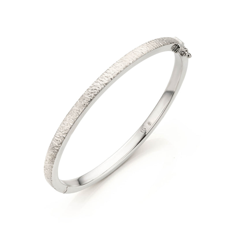 Gestructureerde Sterling zilveren slavenarmband - Brushed Collectie