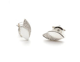 Leaves Oorbellen Zilver - Handgemaakte Oorsteker met Blaadjes Patroon - Zilveren Oorknopjes voor elke dag