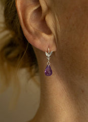 Fleurige Zilveren Oorhangers Amethyst
