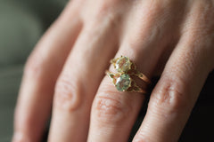 Geelgouden ring Groene Toermalijn Trefoil