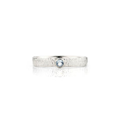 Stoere zilveren ring met Aquamarijn - Brushed Collectie - Geboortesteen ring Maart
