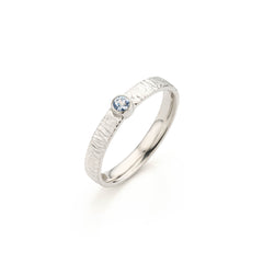 Stoere zilveren ring met Aquamarijn - Brushed Collectie - Geboortesteen ring Maart