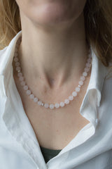 Rozenkwarts collier met zilveren siersluiting