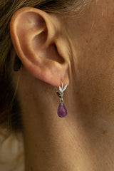 Fleurige Zilveren Oorhangers Amethyst