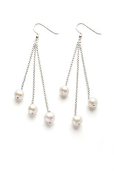 Zilveren Parel oorbellen wit