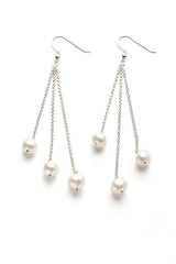 Zilveren Parel oorbellen wit