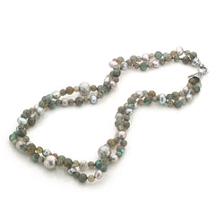 Labradoriet collier met zoetwaterparel