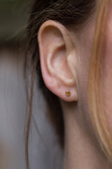 Zilveren oorknopjes met Citrien - Sterling Zilveren Oorstekers met steen - Gele Edelsteen - Geboortesteen November