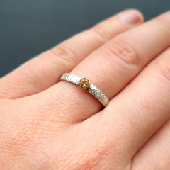 Warme Gele Citrien in Zilveren Ring - Brushed Collectie - Sterling Zilver - Geboortesteen November: Citrien