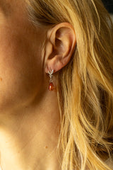 Fleurige Zilveren Oorhangers Barnsteen - Sterling zilver - Natuurlijke Oranje Edelsteen