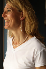 Sierlijke Zilveren Pareloorbellen Multicolor - Lange oorhangers met Parels in verschillende kleuren - Zoetwaterparels - Sterling Zilver