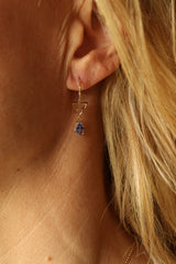 Stijlvolle Geelgouden oorhangers met Tanzaniet - Trefoil Collectie - Natuurlijke Paars/Blauwe Edelsteen - Geboortesteen December