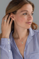 Leaves Flow Hanger Zilver - Leaves Collectie- Sterling Zilveren hanger - Zilveren Hanger met blauwe steen - Klein zilveren hangertje