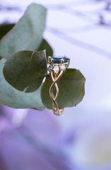Handgemaakt, goud, mosagaat, verlovingsring
