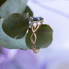 Handgemaakt, goud, mosagaat, verlovingsring
