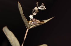 Baargoud, ring, morganiet, diamanten, handgemaakt