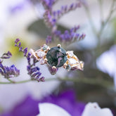 Handgemaakt, goud, mosagaat, verlovingsring