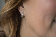 Gestructureerde smalle Zilveren Oorringen - Brushed Collectie - Stijlvolle Oorbellen voor elke dag - Creolen Zilver