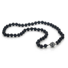 Zwart lavacollier met opvallende magneetsluiting