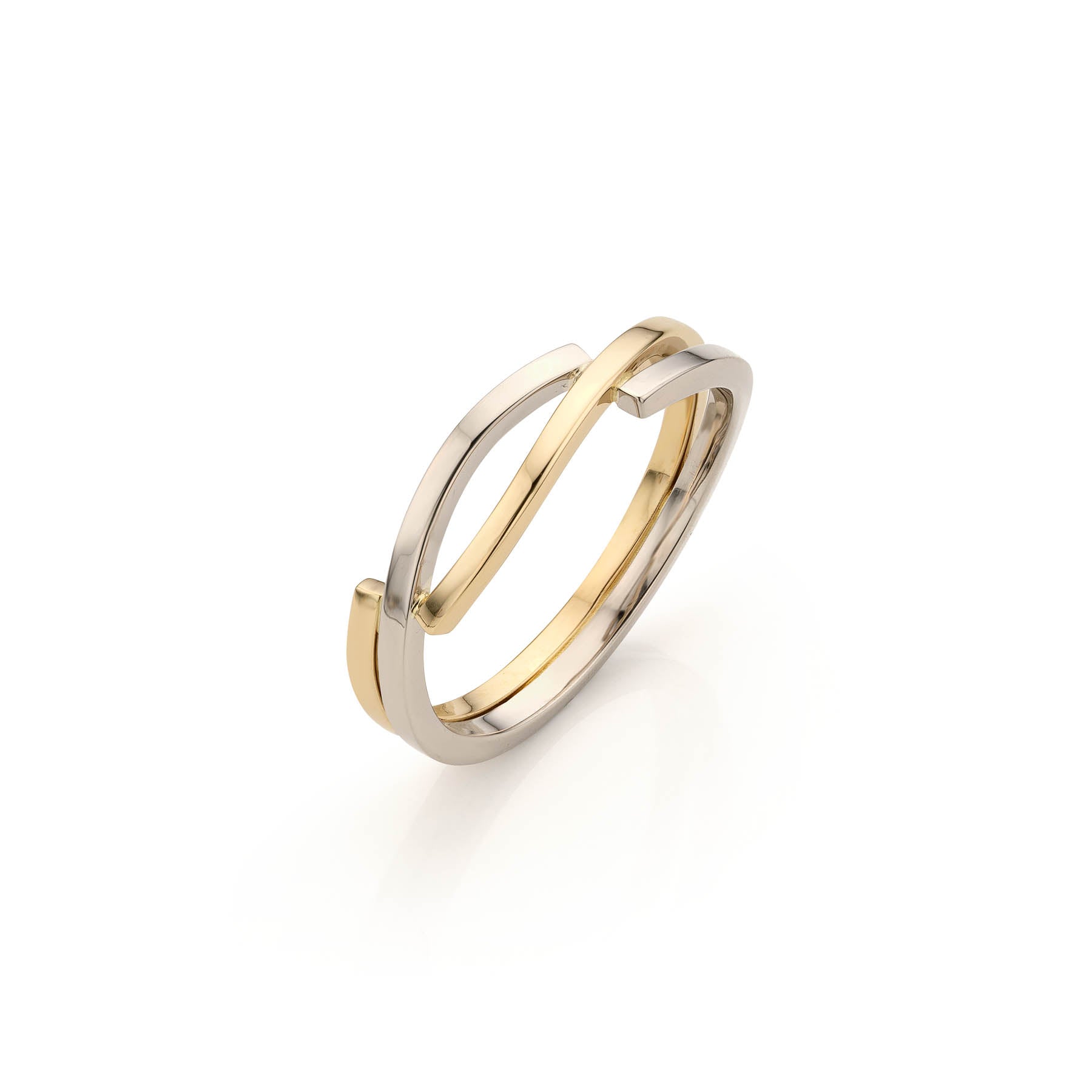 Tweekleurige gouden ring met witgoud en geelgoud