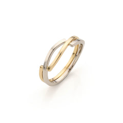 Tweekleurige gouden ring met witgoud en geelgoud
