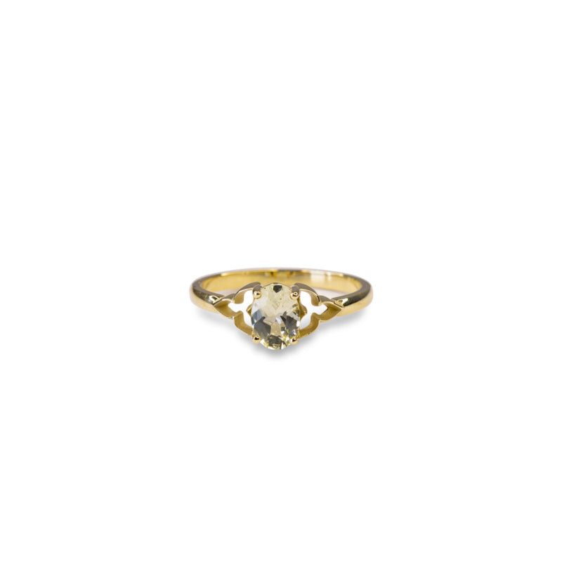 Geelgouden ring Gele Beryl Trefoil