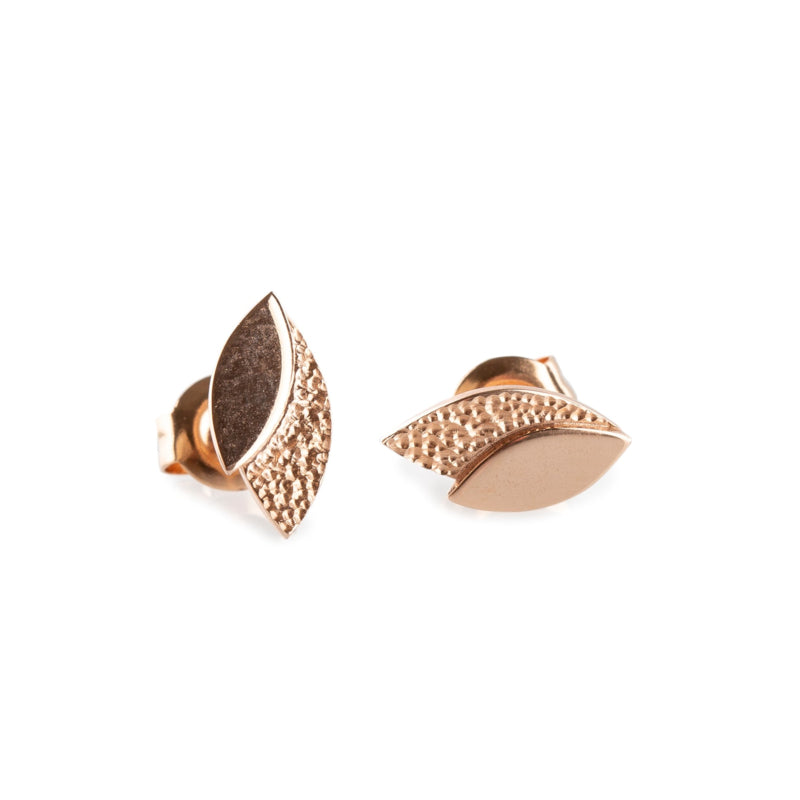 14 Karaat Roodgouden Oorstekers met Bladpatroon - Leaves Collectie - Roségouden Oorbellen - Elegante Oorbel voor elke dag