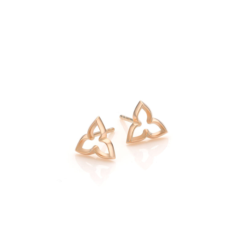 Elegante Roodgouden oorstekers - Trefoil Collectie - Rosé kleur oorbellen - 14 Karaat Roségouden oorknopjes