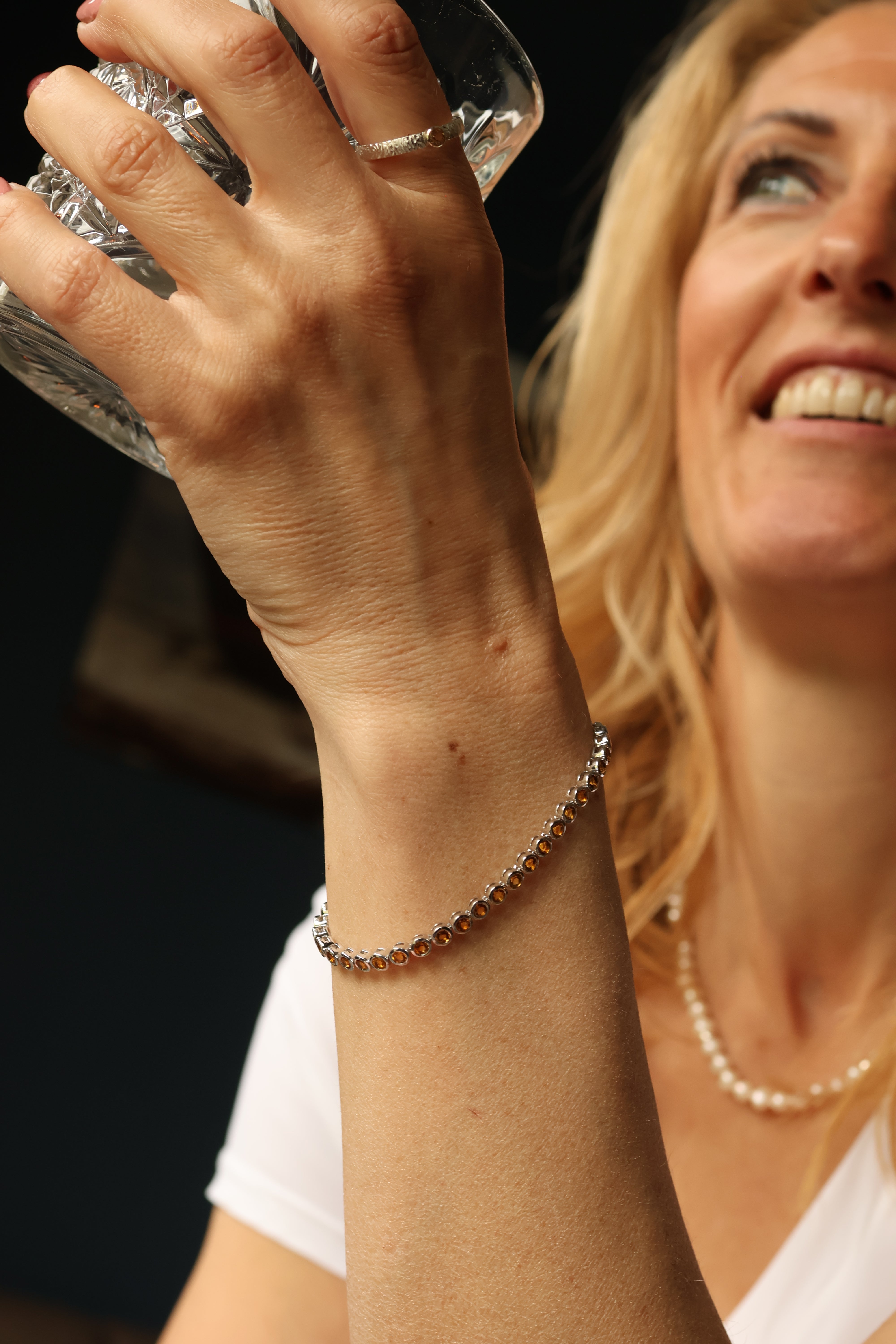 Tijdloos Zilveren Tennisarmband met Citrien - Damesarmband Zilver - Gele Edelsteen - Armband met Natuurlijke Edelstenen - Geboortesteen November