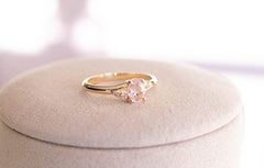 Baargoud, ring, morganiet, diamanten, handgemaakt 