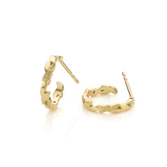 14 Karaat Geelgouden Oorringen met Blaadjes patroon - Leaves Collectie - Sierlijk en Elegant - Handgemaakt Sieraad