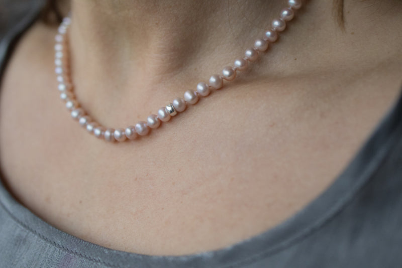 Parelcollier van roze parels